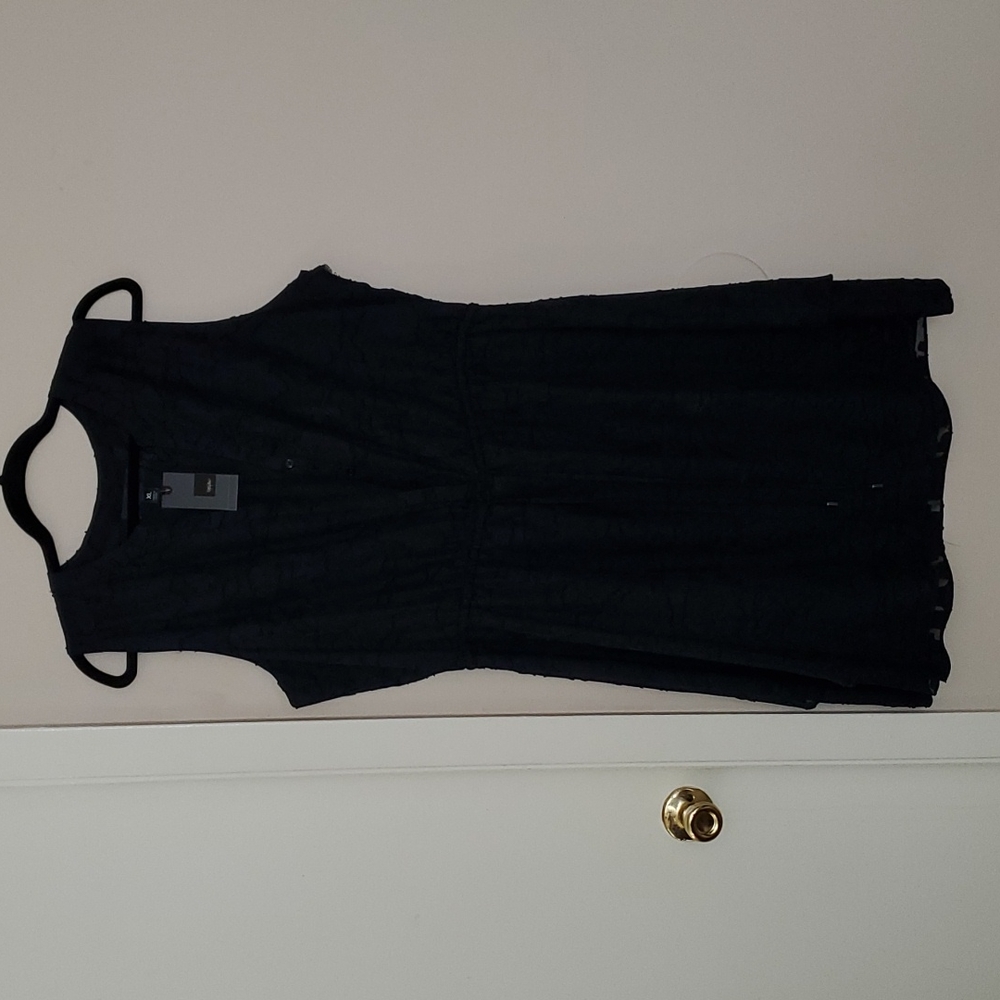 Button Up Cinched Waist Black Dress